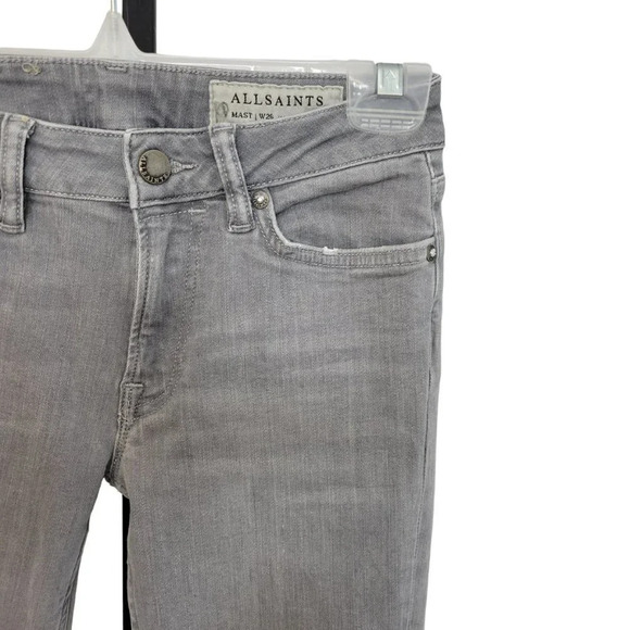 All Saints Mast Zip  Bottom Skinny Jeans Gray Wash - Picture 4 of 9